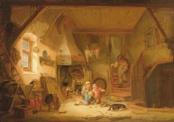 Kinder spielen am Kamin eines Landhauses, 1641